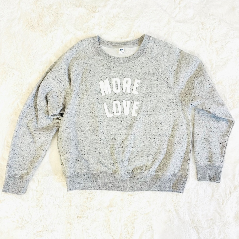 Old Navy Heather Gray More Love Long Sleeve Crewneck Pullover Sweatshirt Size M